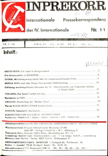 Umschlag, Inprekorr Nr. 11