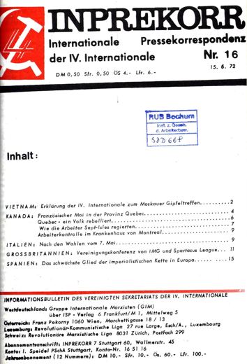 Umschlag, Inprekorr Nr. 16