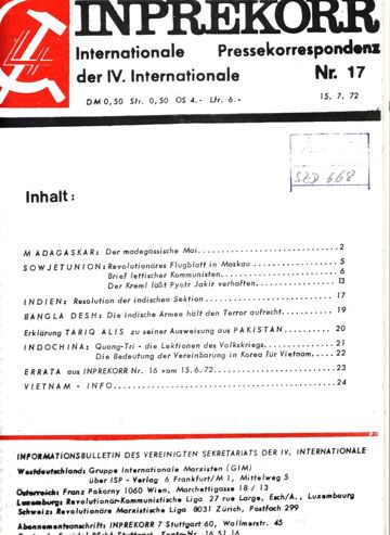 Umschlag, Inprekorr Nr. 17