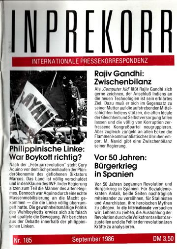 Umschlag, Inprekorr Nr. 185