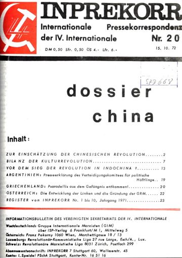 Umschlag, Inprekorr Nr. 20