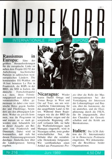 Umschlag, Inprekorr Nr. 216