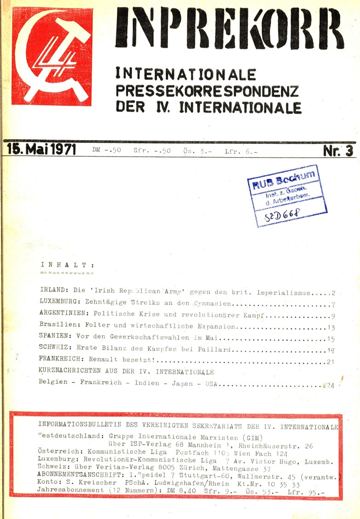 Umschlag, Inprekorr Nr. 3