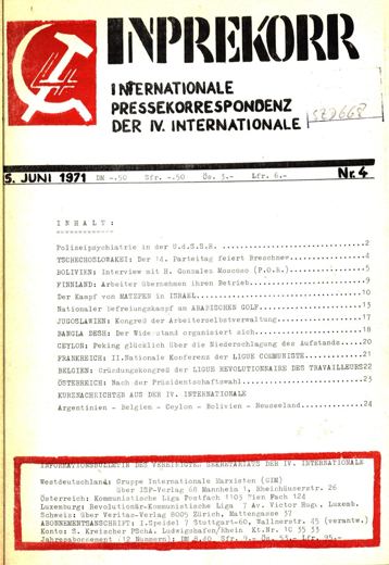 Umschlag, Inprekorr Nr. 4
