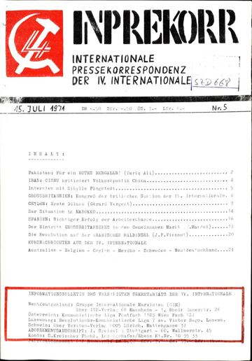 Umschlag, Inprekorr Nr. 5