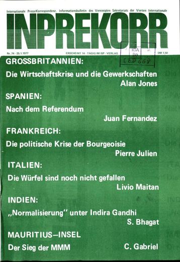 Umschlag, Inprekorr Nr. 74