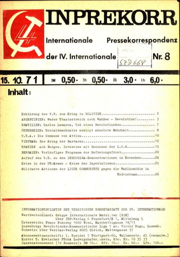Umschlag, Inprekorr Nr. 8