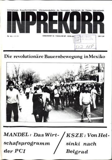 Umschlag, Inprekorr Nr. 83